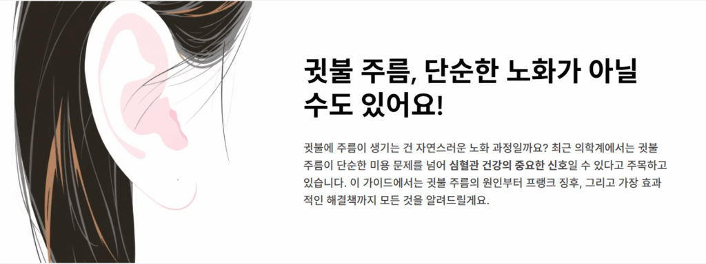 귓불 주름, 단순한 노화가 아닐 수도 있어요! (프랭크 징후 총정리) 1 귓불 주름, 단순한 노화가 아닐수도